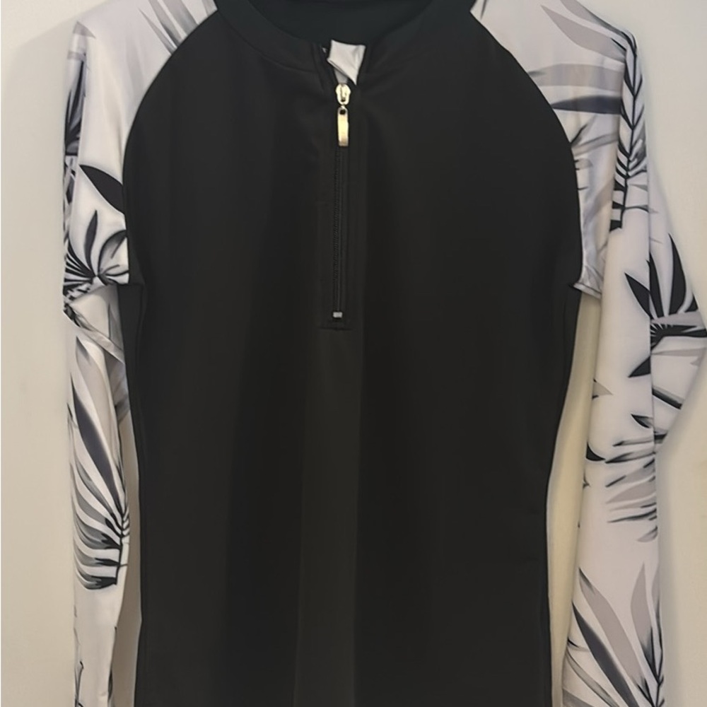 Black and White Women's Swim Top